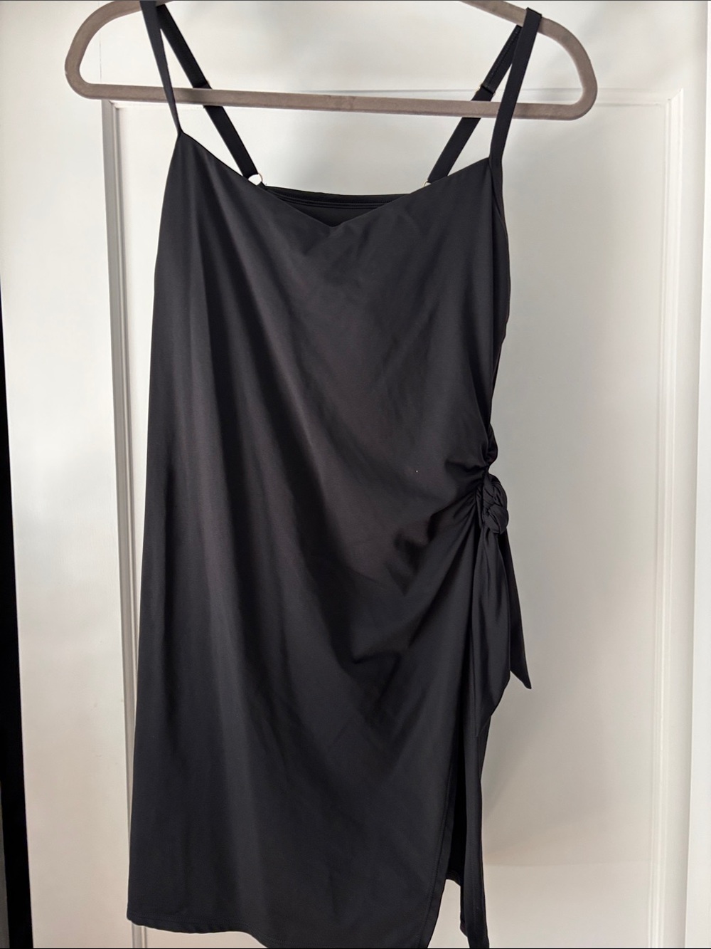 Lands' End Black Knot-Side One-Piece Swim Dress